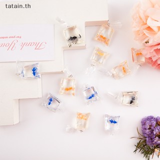 Tatain 10 ชิ้น ต่างหูจี้ DIY ปลาทอง ปลาในถุงน้ํา เครื่องประดับพวงกุญแจ ชิ้นส่วน TH