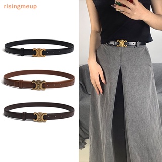 [risingmeup] ใหม่ หัวเข็มขัดอัลลอย บาง สําหรับผู้หญิง เลดี้ หนัง PU ปรับได้ เข้ากับทุกการแต่งกาย เข็มขัดกางเกงยีนส์ สายรัดตกแต่ง