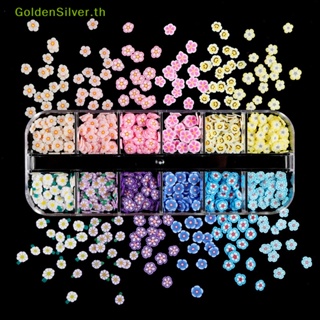 Goldensilver ใหม่ เลื่อมกลิตเตอร์ รูปหัวใจ 3D หลากสี สําหรับตกแต่งเล็บ 12 ช่อง ต่อชุด TH