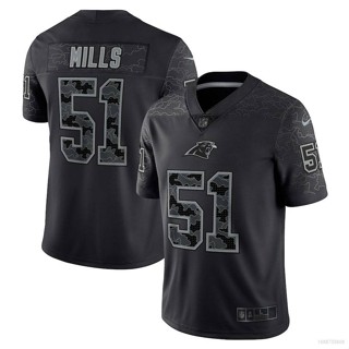 Qy NFL เสื้อกีฬาแขนสั้น ลายทีมฟุตบอล Carolina Panthers Jersey Sam Mills สําหรับผู้ชาย