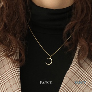 Fancy ใหม่ สร้อยคอโซ่สั้น จี้รูปดวงจันทร์ เรียบง่าย แฟชั่นสไตล์เกาหลี สําหรับผู้หญิง