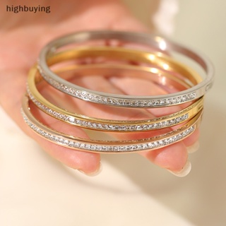 [highbuying] แฟชั่น เรียบง่าย ไทเทเนียม เหล็ก ยิปโซ กําไลข้อมือ ไม่จางหาย แสง อารมณ์ เต็มรูปแบบ เพชร สร้อยข้อมือ สําหรับผู้หญิง เครื่องประดับ ใหม่ พร้อมส่ง