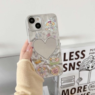 เคสโทรศัพท์มือถือแบบนิ่ม กันกระแทก ลายลูกสุนัขน่ารัก พร้อมกระจก สําหรับ iPhone 11 14PROMAX 11 12 12PROMAX 13 13PRO 13PROMAX 14PRO