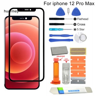 Huarmey อะไหล่ซ่อมแซมหน้าจอสัมผัสโทรศัพท์ ด้านนอก แบบเปลี่ยน สําหรับ iPhone 12Pro Max