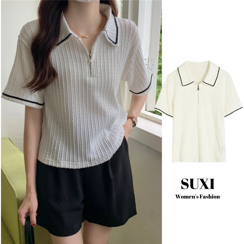 เสื้อแฟชั่นผู้หญิง เสื้อโปโลแขนสั้น คอปก ทรงหลวม สีพื้น เข้ากับทุกการแต่งกาย แบบเรียบง่าย แฟชั่นฤดูร้อน สําหรับผู้หญิง