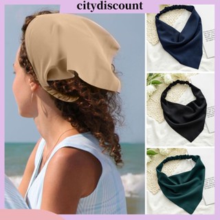 &lt;citydiscount&gt;  ผ้าพันคอ ผ้าโพกหัว ทรงสามเหลี่ยม กันลื่น สีพื้น ยืดหยุ่น ปรับได้ สไตล์วินเทจ เครื่องประดับผม สําหรับผู้หญิง