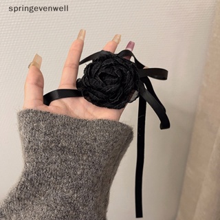 [springevenwell] สร้อยคอโชคเกอร์ ลูกไม้ ลายดอกไม้ ขนาดใหญ่ สีดํา สไตล์เรโทร เซ็กซี่ เครื่องประดับ สําหรับผู้หญิง พร้อมส่ง