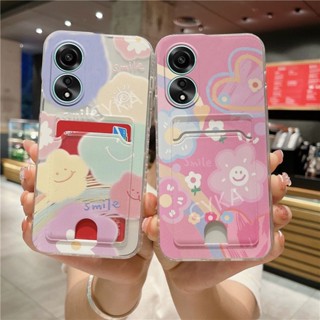 เคสโทรศัพท์มือถือ ซิลิโคนนิ่ม TPU ลายก้อนเมฆน่ารัก พร้อมกระเป๋าใส่บัตร สําหรับ OPPO A38 4G A58 A78 4G 5G NFC A58Nfc 2023