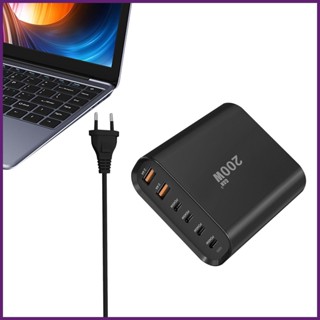 Poratable GaN แท่นชาร์จ USB C 200W 6 พอร์ต PD ชาร์จไว น้ําหนักเบา สําหรับแท็บเล็ต buth