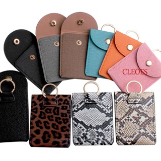 CLEOES เคสใส่บัตร พร้อมพวงกุญแจ อเนกประสงค์ พิมพ์ลายเสือดาว กันขโมย RFID