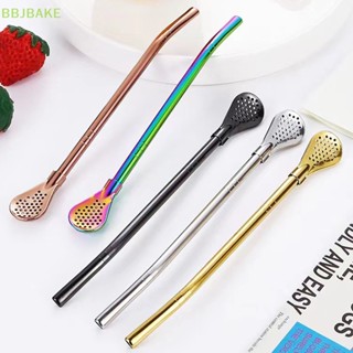 [FSBA] Colorful 304 Stainless Steel Tea Drinking Straws Spoon Yerba Mate Tea Filter Reusable Metal Kitchen Bar Milk Tea Stirring Spoon  KCB