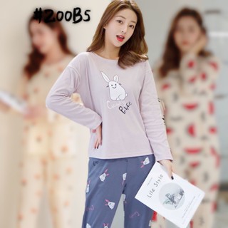 🎀Z00B~9hotส่วนบางชุดนอนเสื้อแขนยาวกางเกงขายาวสําหรับสตรีลายการ์ตูนสองชิ้นสไตล์เกาหลี Jane_Z01-shop