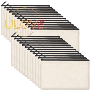 กระเป๋าเครื่องสําอาง กระเป๋าดินสอ ปากกา ผ้าแคนวาส อเนกประสงค์ DIY 24 ชิ้น