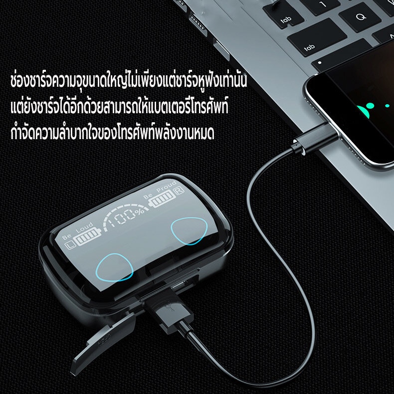 หูฟังไร้สาย เบสหนัก5.1 เชื่อมบลูทูธ เล่นเกม/ออกกำลังกาย พร้อมไมค์ เสียง4D ใช้ได้ทั้งแอนดอยด์/IOS ชาร์จUSB