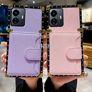 Yyn เคสโทรศัพท์หนัง กันกระแทก พร้อมช่องใส่บัตร สําหรับ Vivo Y77 5G Y78 Y16 Y55