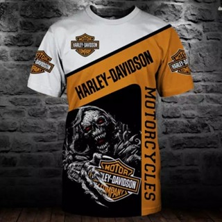 เสื้อยืด พิมพ์ลาย Harley-Davidson 3 มิติ สําหรับผู้ชาย