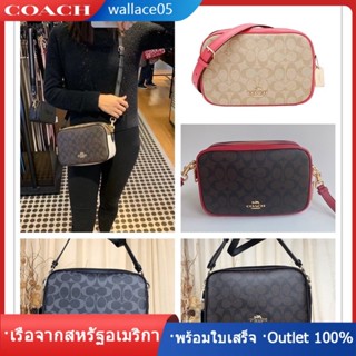 Jes Crossbody In Signature Canvas F68168 F68167 C1767 กระเป๋าสะพายข้างผู้หญิง COAC H กระเป๋ากล้องซิปคู่