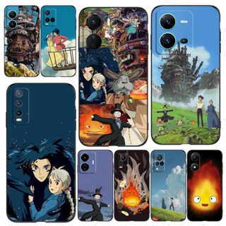 เคสโทรศัพท์มือถือ ซิลิโคนนิ่ม Tpu ลาย Howls Moving Castle สีดํา สําหรับ vivo V21 V21e 4G 5G Y67 V5 V5S