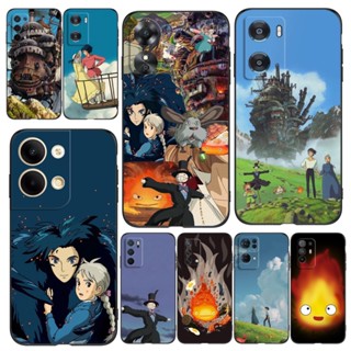 เคสโทรศัพท์มือถือ ซิลิโคนนิ่ม Tpu ลายปราสาท Howls Moving สีดํา สําหรับ OPPO A94 5G 4G Reno 5 Z Reno4 Lite F17 Pro