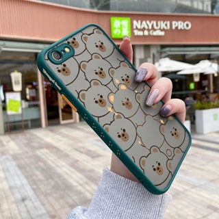 สําหรับ OPPO A71 A71K เคส การ์ตูน หมี น่ารัก รูปแบบ บาง ด้านข้าง สี่เหลี่ยม ขอบ การออกแบบใหม่ กันกระแทก ฝ้า ใส เคสโทรศัพท์แข็ง