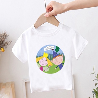 เสื้อยืดแขนสั้น พิมพ์ลายการ์ตูน Ben And Holly Kingdom น่ารัก แฟชั่นฤดูร้อน สําหรับเด็กผู้ชาย และเด็กผู้หญิง