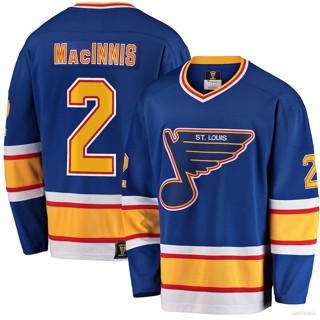 Qy NHL ST Louis Blues Jersey Al Macinnis เสื้อยืด แขนยาว สีฟ้า พลัสไซซ์