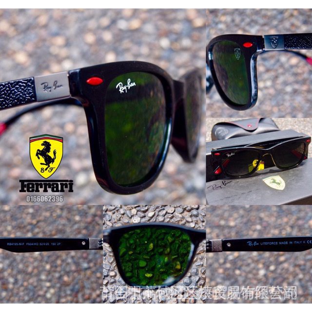 [พร้อมกล่อง] 100% Original Premium Ferrari liteforce cermin Puzzle & ray-BAN glasses แว่นกันแดด wmg1