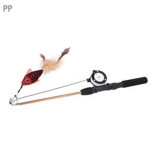 PP Cat Fishing Pole Toy Bite Resistance Multifunctional Feather Teaser ไม้กายสิทธิ์ของเล่นสำหรับแมว