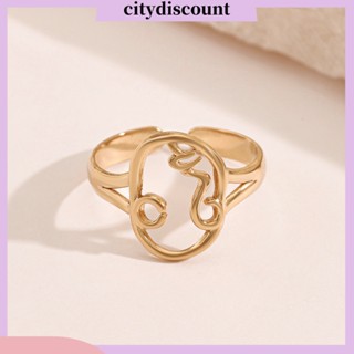 &lt;citydiscount&gt; แหวนสวมนิ้วมือ แบบกลวง ไม่ซีดจาง สไตล์มินิมอล เครื่องประดับ สําหรับผู้หญิง 2 ชิ้น