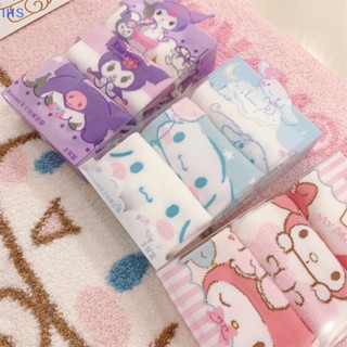 [IHS] ถุงเท้ากีฬา ลายการ์ตูนอนิเมะ My Melody Kawaii Sanrio Kuromi Cinnamoroll Dog น่ารัก ใส่สบาย เหมาะกับฤดูร้อน สําหรับเด็กผู้หญิง นักเรียน 3 คู่