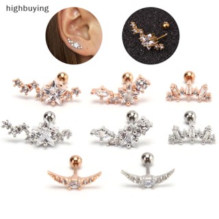 [highbuying] 1 ชิ้น Cz กระดูกอ่อนโค้ง ต่างหู สเตนเลส เกลียว เครื่องประดับ Tragus ใหม่ พร้อมส่ง