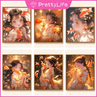 【PL】ภาพปักครอสติชคริสตัล เพชรเทียม รูปเด็กผู้หญิง 5d ขนาด 30X40 ซม. สีทอง สําหรับตกแต่งบ้าน ห้องนั่งเล่น ห้องนอน ห้องรับประทานอาหาร