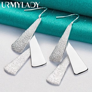 Urmylady ต่างหูเงินสเตอร์ลิง 925 เนื้อแมตต์ สามภาค เครื่องปร…