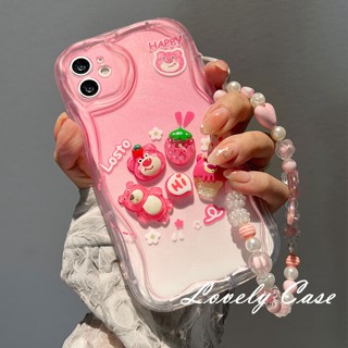 เคสโทรศัพท์มือถือนิ่ม ลายหมี 3D สีชมพู พร้อมสายโซ่คล้อง สําหรับ infinix Hot 30i 30 30Play 20 20i 20Play Smart 7 5 2020 Note 12 G96 Smart 6 6Plus Hot 8 10 Lite Hot 12 11 10 Play DIY