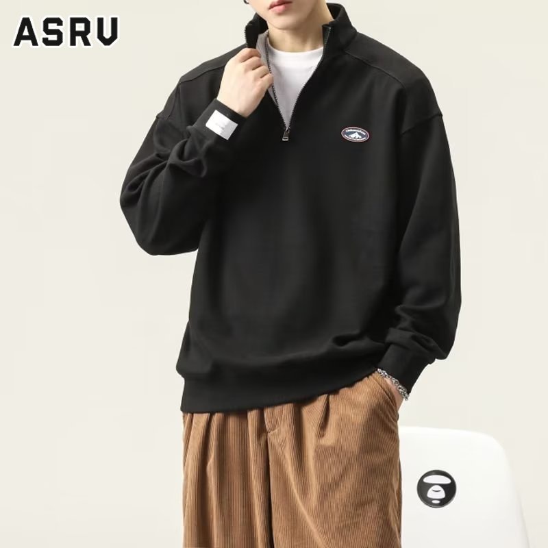 ASRV เสื้อกันหนาวแฟชั่นอเมริกันผู้ชาย 2023 ปกใหม่แนวโน้มกีฬาซิปแขนยาวคุณภาพสูง