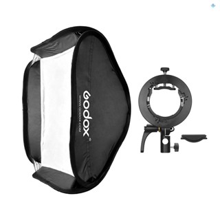 Godox ซอฟท์บ็อกซ์กระจายแสงแฟลช 60 * 60 ซม. 24 * 24 นิ้ว พร้อมแบร็คเก็ตโบเวน S2-type สําหรับแฟลช Speedlite เข้าได้กับ Godox AD200Pro V1 series TT350 series V860Ii serie