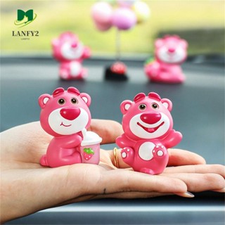 Alanfy โมเดลฟิกเกอร์เรซิ่น รูปการ์ตูนหมีสตรอเบอร์รี่ กอด หมี Lotso สีชมพู สําหรับตกแต่งรถยนต์