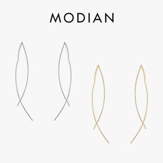 Modian ต่างหูโซ่ยาว เงินแท้ 925 ทรงเรขาคณิต เครื่องประดับแฟชั่น สําหรับผู้หญิง