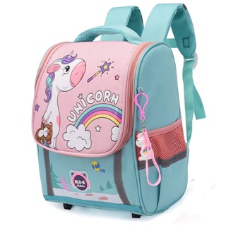 Elementary School Student Kindergarten Backpack Cartoon Unicorn Cute and Lightweight Burden Reduction Rainbow Space Childrens Backpack 32k5