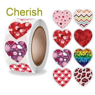 Cherish สติกเกอร์ ลายหัวใจ ของขวัญวันวาเลนไทน์ 1 ม้วน