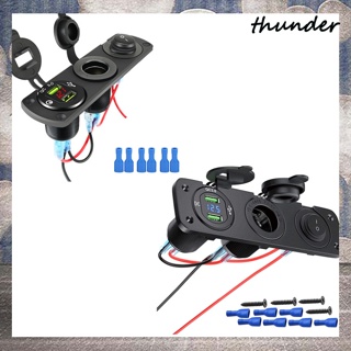 Thunder ซ็อกเก็ตที่จุดบุหรี่ในรถยนต์ 12-24v Rv Qc3.0 ชาร์จเร็ว Usb คู่