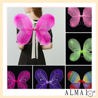 ALMA ชุดเดรส เปิดไหล่ ทรงไม่สมมาตร แต่งปีกผีเสื้อ สีสันสดใส สําหรับผู้หญิง