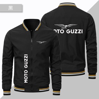 เสื้อแจ็กเก็ต ขนาดใหญ่ พิมพ์ลายโลโก้ Moto GUZZI สําหรับผู้ชาย