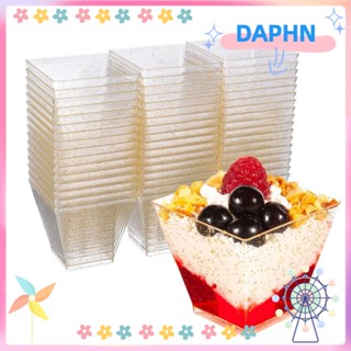 Daphs ถ้วยขนมหวาน แบบใส ทรงสี่เหลี่ยมคางหมู 60 มล. 10 30 50 ชิ้น DIY