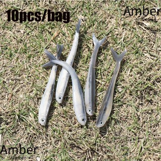 Amber เหยื่อตกปลาซิลิโคน รูปกุ้ง แบบนิ่ม สีเงิน 10 ชิ้น