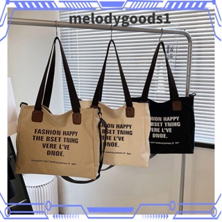 Melodygoods1 กระเป๋าสะพายไหล่ กระเป๋าถือ พิมพ์ลายตัวอักษร สําหรับผู้หญิง