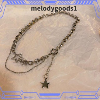 MELODYGOODS1 ใหม่ สร้อยคอโชคเกอร์ อัลลอย จี้ดาวห้าแฉก ประดับเพทาย Y2k แวววาว สําหรับผู้หญิง