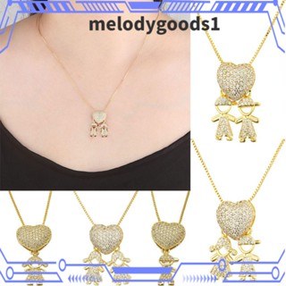 MELODYGOODS1 ขายดี สร้อยคอโซ่ จี้ลูกบาศก์เซอร์โคเนีย หัวใจ สําหรับเด็กผู้ชาย ผู้หญิง