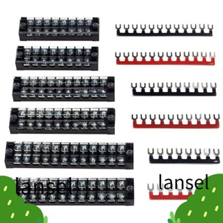 Lansel บล็อกขั้วต่อ 8 10 12 ตําแหน่ง แถบกั้นจัมเปอร์ 600V 25A พร้อมฝาครอบ สีดํา แดง 6 ชุด