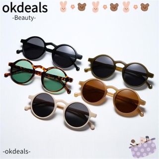 Okdeals แว่นตากันแดด ทรงกลม สีดํา สไตล์วินเทจย้อนยุค สําหรับผู้หญิง เดินทาง